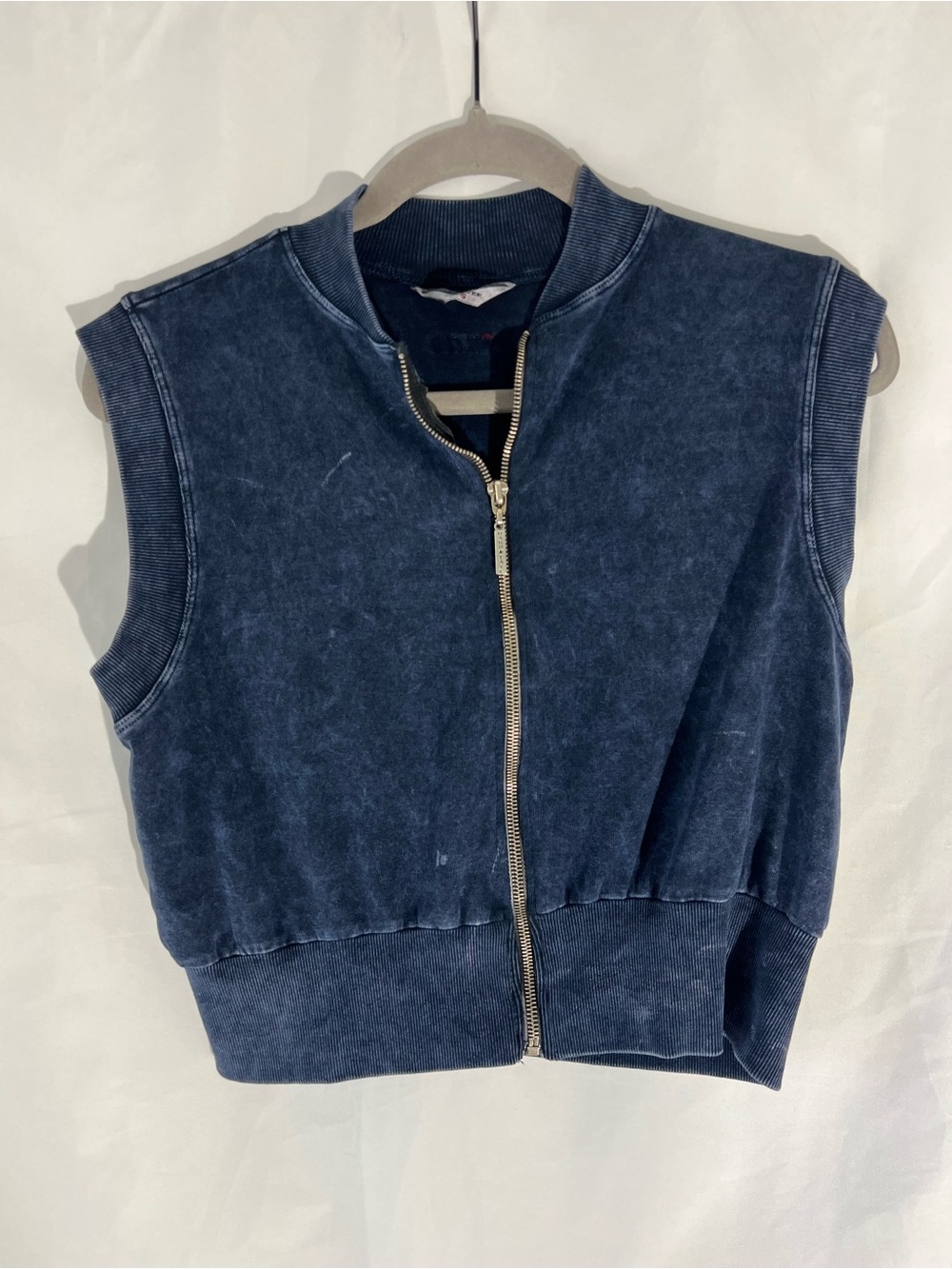 NWOT Womens HARD TAIL 96% Combed Cotton Navy* Zip Up Vest Current**